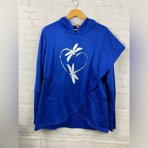 Youboya Hoodie Womens Size Medium Blue Oversized Soft Fleece Lining Sweatshirt